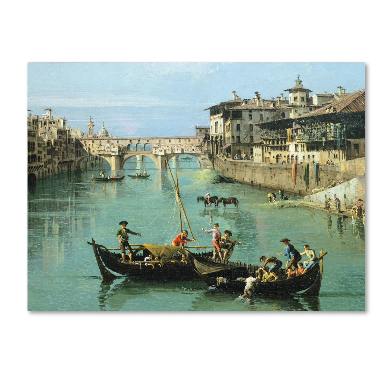 Canaletto 'Arno River And Ponte Vecchio' Canvas Wall Art 35 X 47 Inches