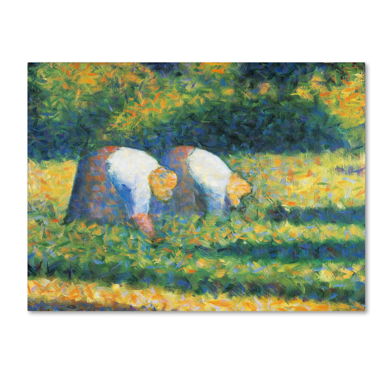 Georges Seurat 'Farmers At Work 1882' Canvas Wall Art 35 X 47 Inches