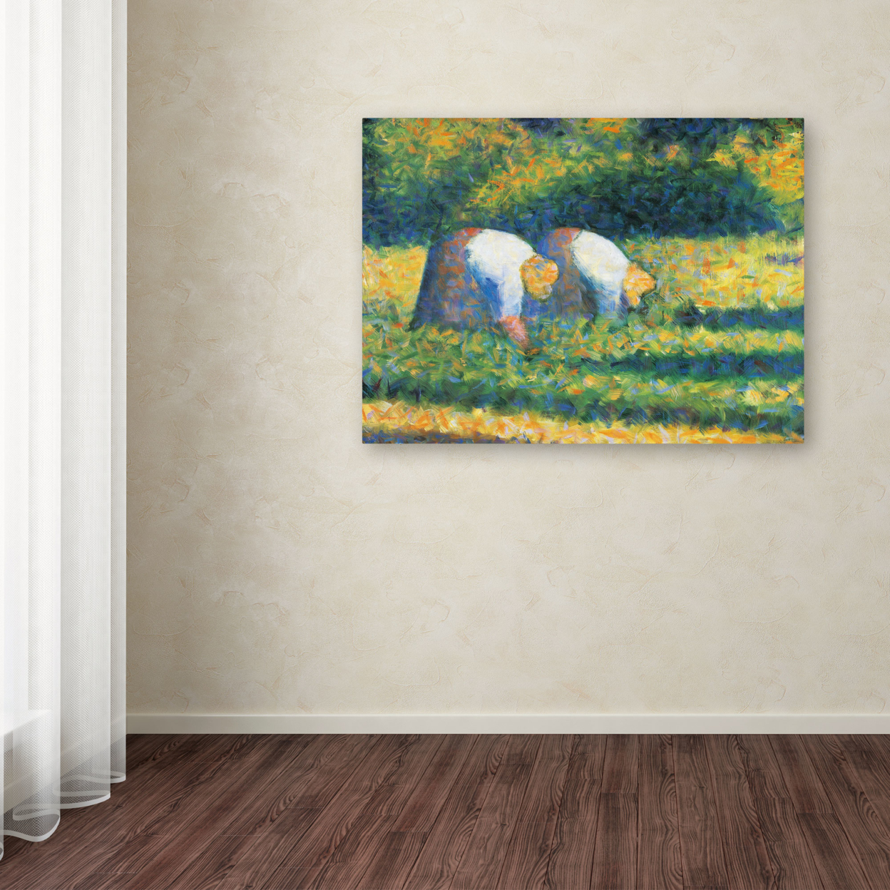 Georges Seurat 'Farmers At Work 1882' Canvas Wall Art 35 X 47 Inches