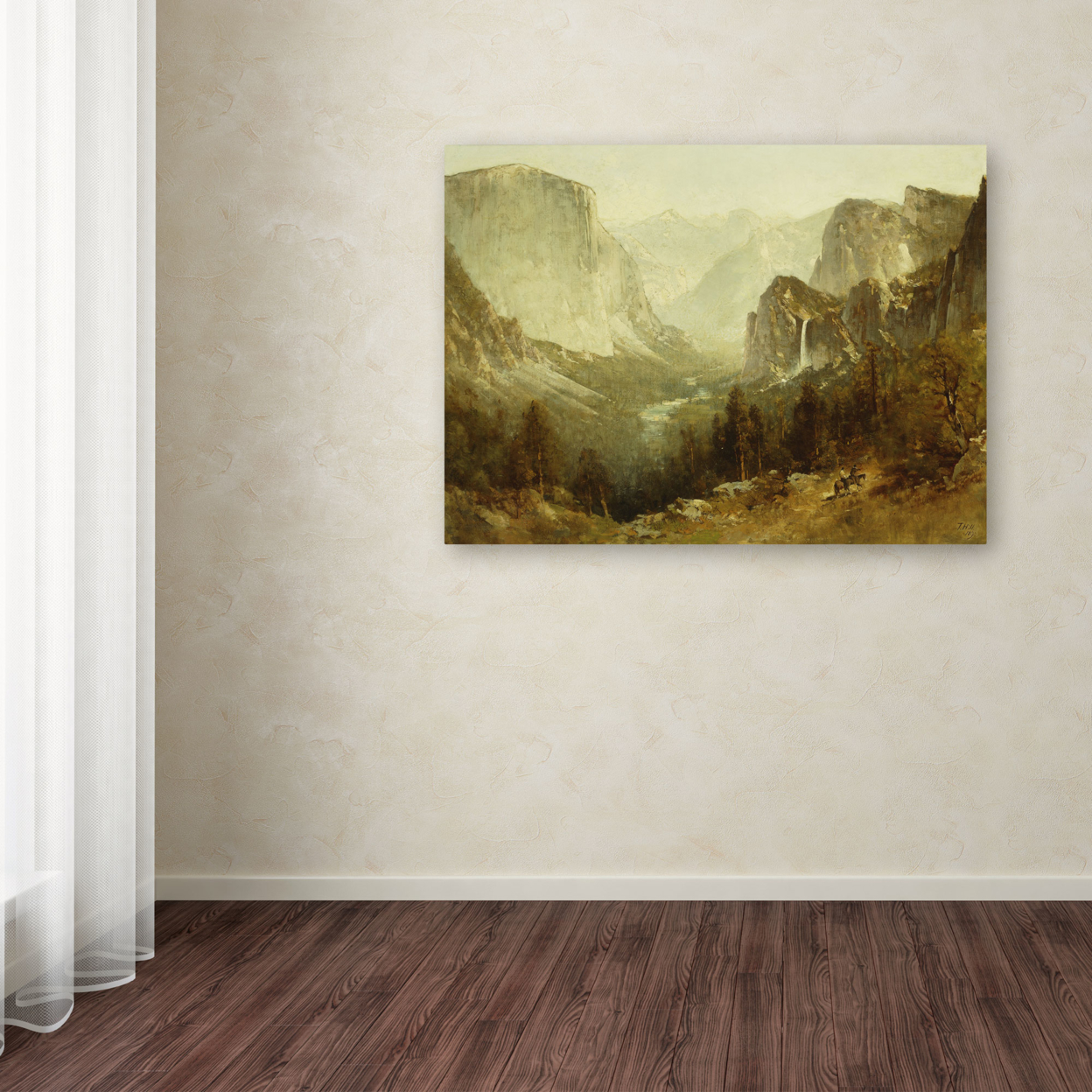 Thomas Hill 'Hunting In Yosemite 1890' Canvas Wall Art 35 X 47 Inches