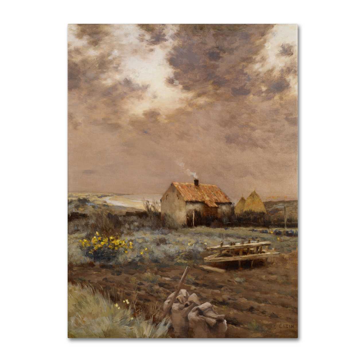 Jean Cazin 'Landscape 1880' Canvas Wall Art 35 X 47 Inches