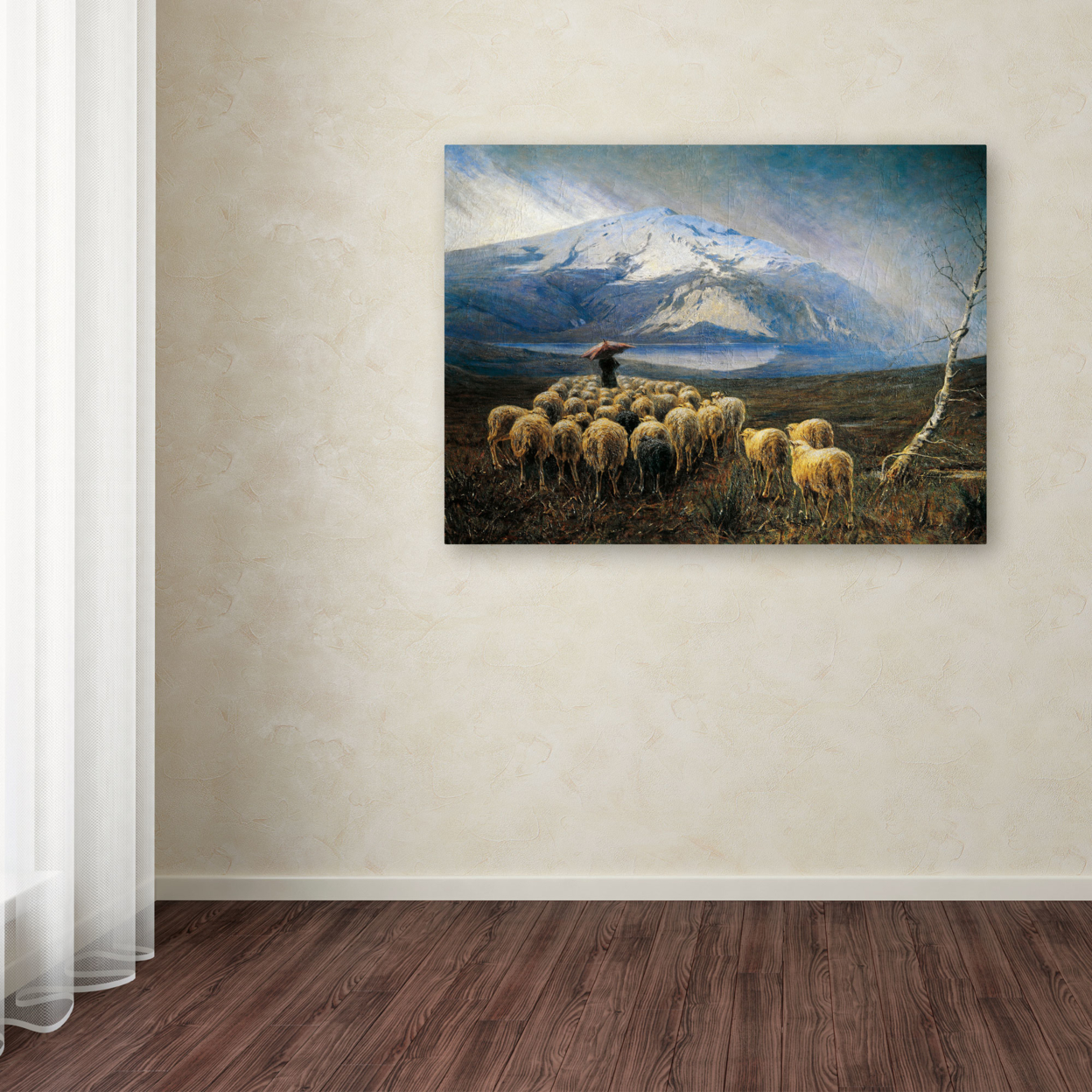 Achilles Tominetti 'Mountain Landscape With Rain' Canvas Wall Art 35 X 47 Inches