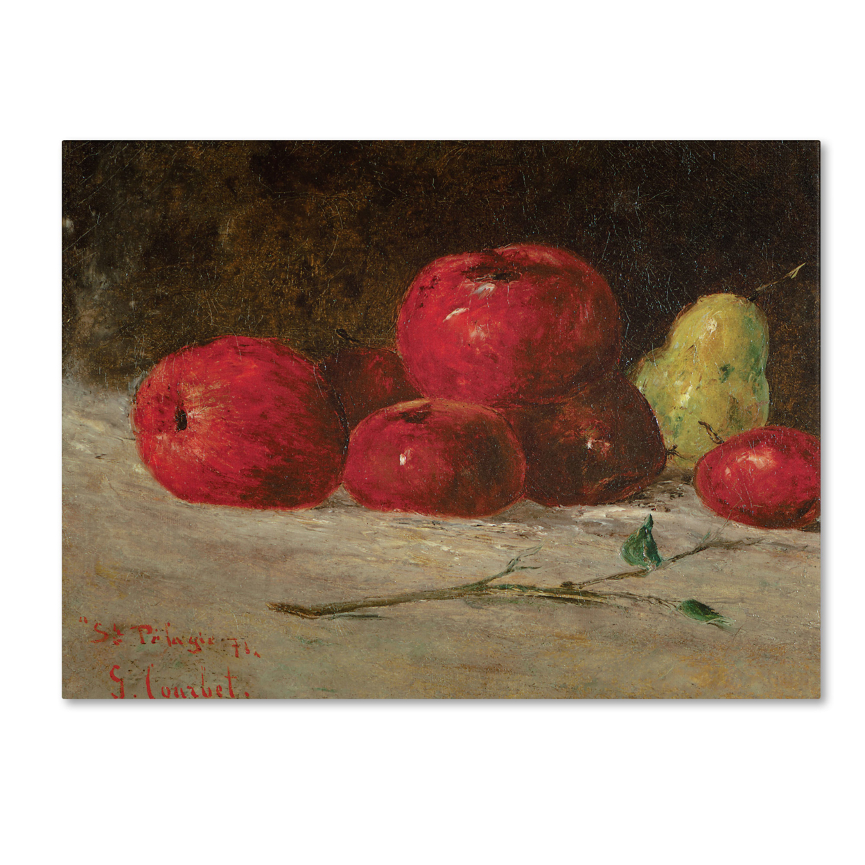 Gustave Courbet 'Still Life Apples And Pears' Canvas Wall Art 35 X 47 Inches