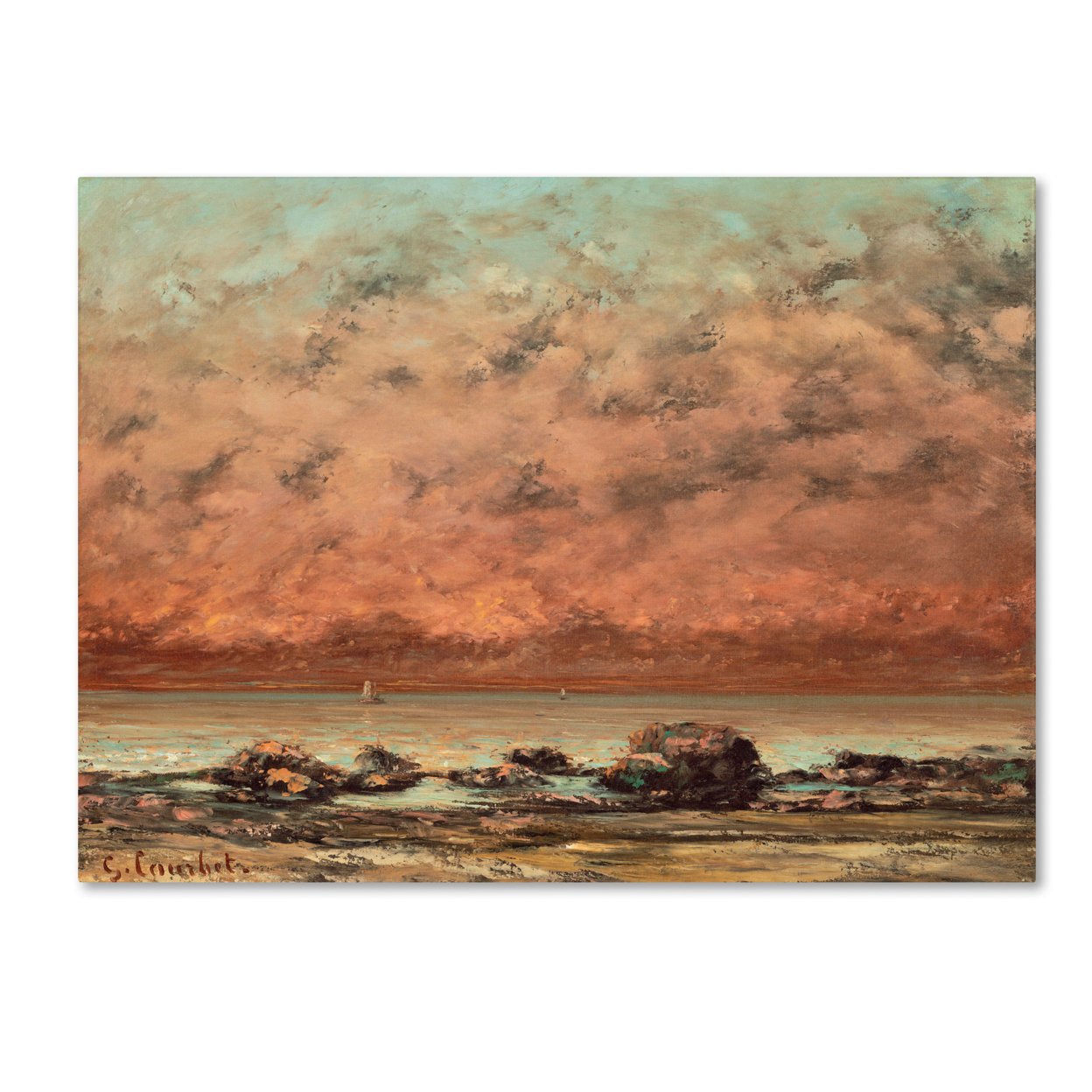 Gustave Courbet 'The Black Rocks At Trouville' Canvas Wall Art 35 X 47 Inches