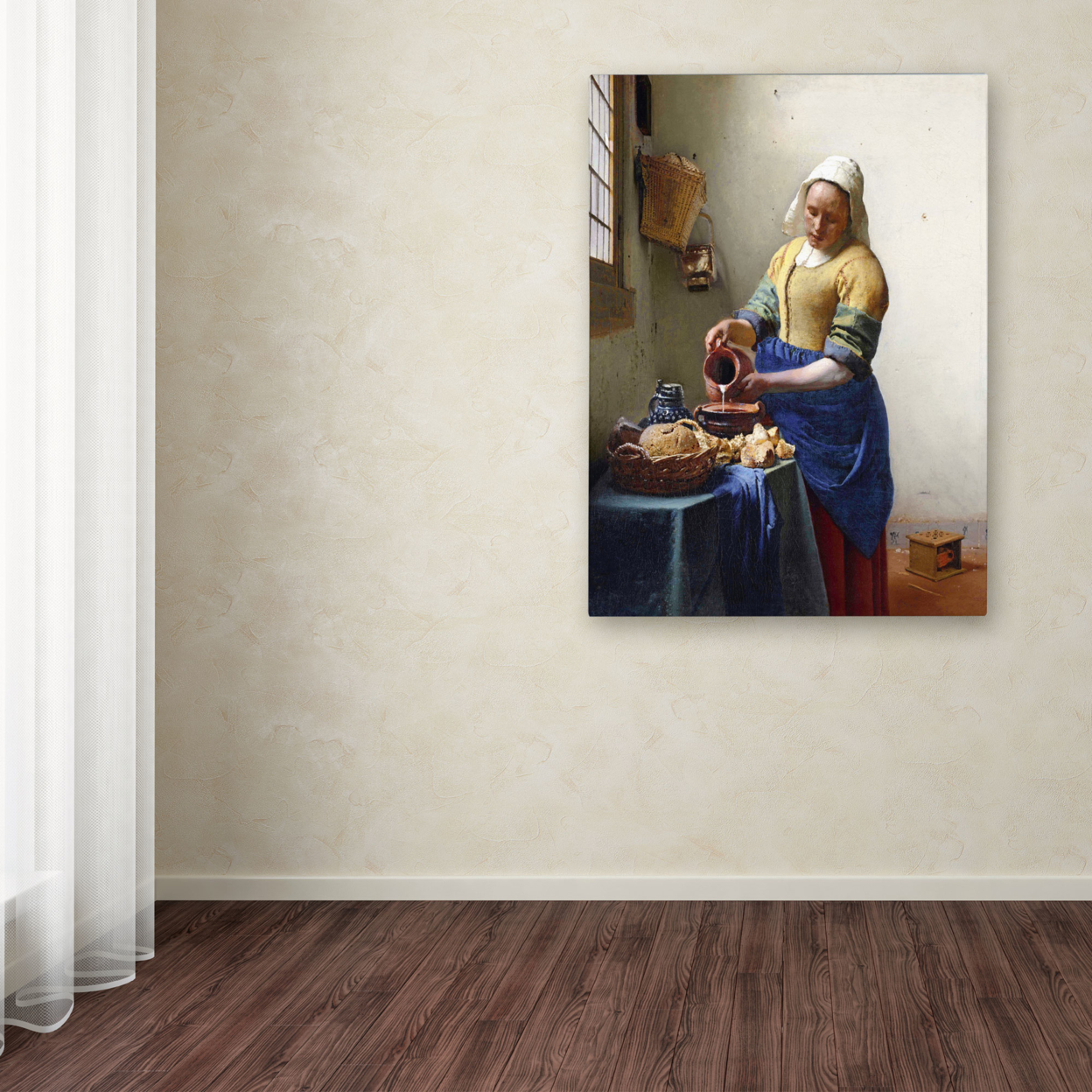 Jan Vermeer 'The Milkmaid 1658-60' Canvas Wall Art 35 X 47 Inches