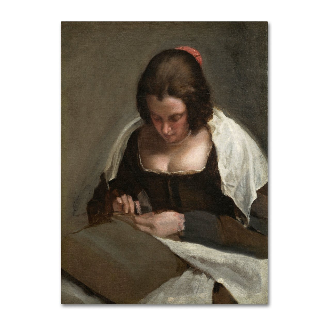 Diego Velazquez 'The Needlewoman 1640-50' Canvas Wall Art 35 X 47 Inches