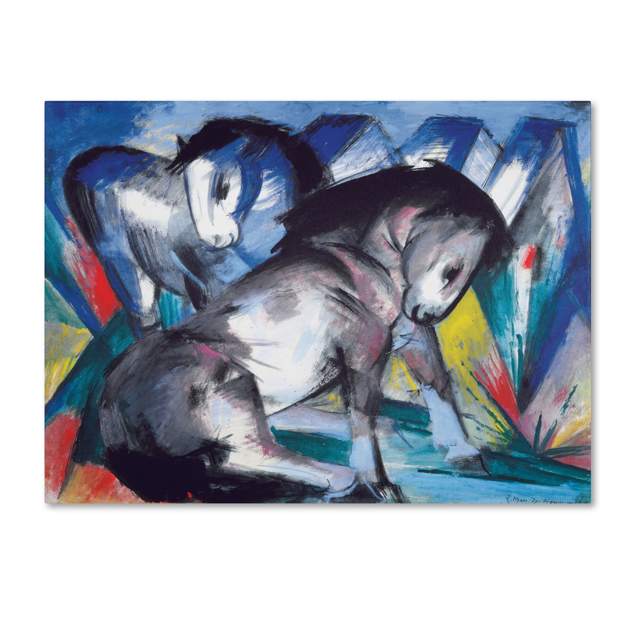 Franz Marc 'Two Horses 1913' Canvas Wall Art 35 X 47 Inches