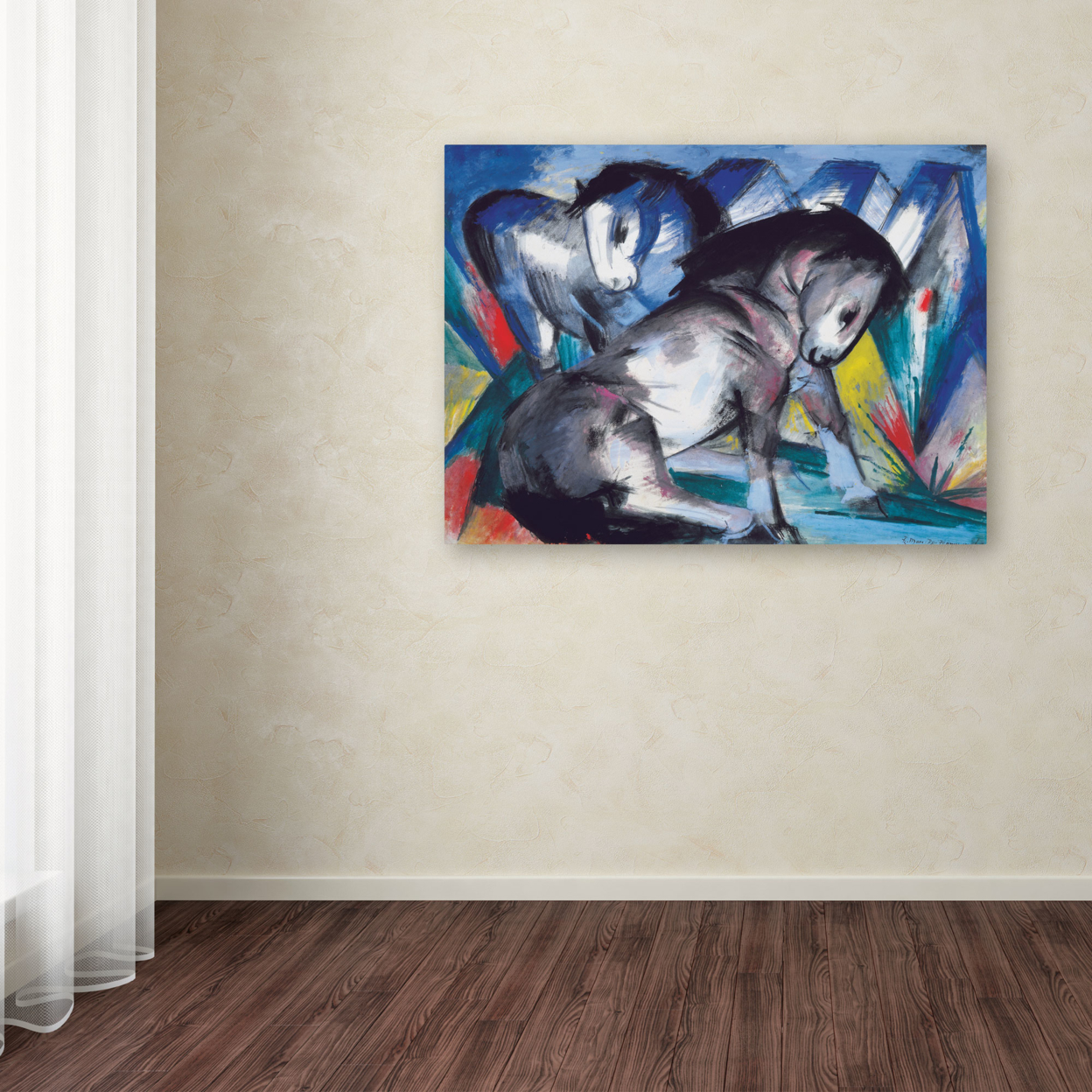 Franz Marc 'Two Horses 1913' Canvas Wall Art 35 X 47 Inches