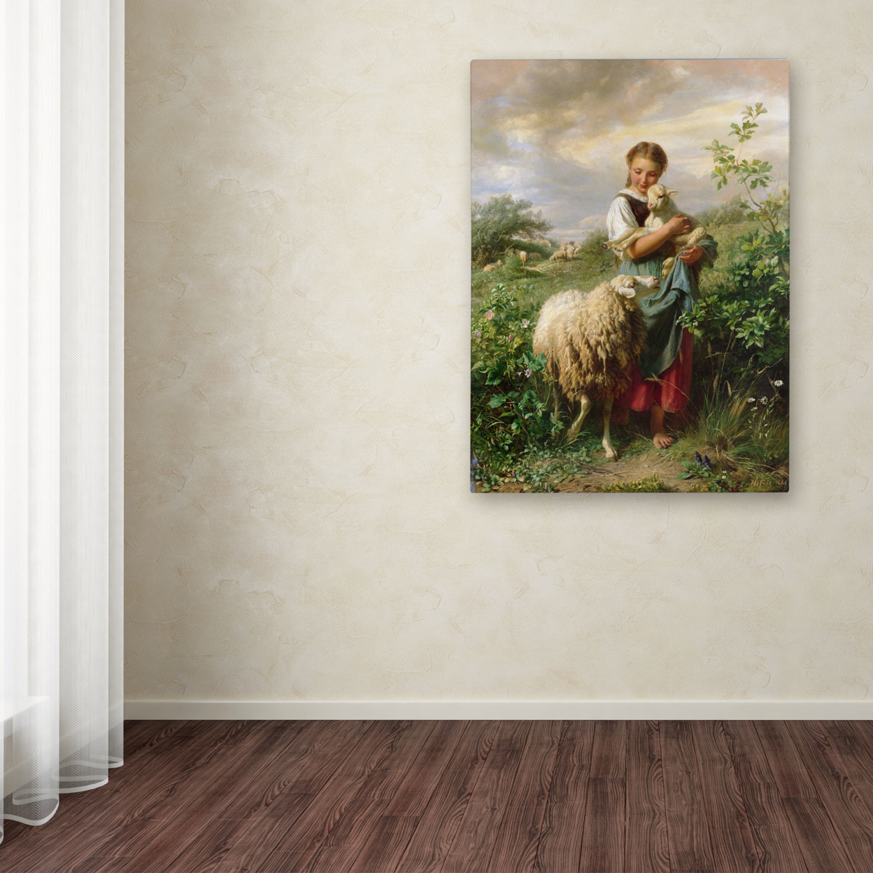 Johann Hofner 'The Shepherdess 1866' Canvas Wall Art 35 X 47 Inches