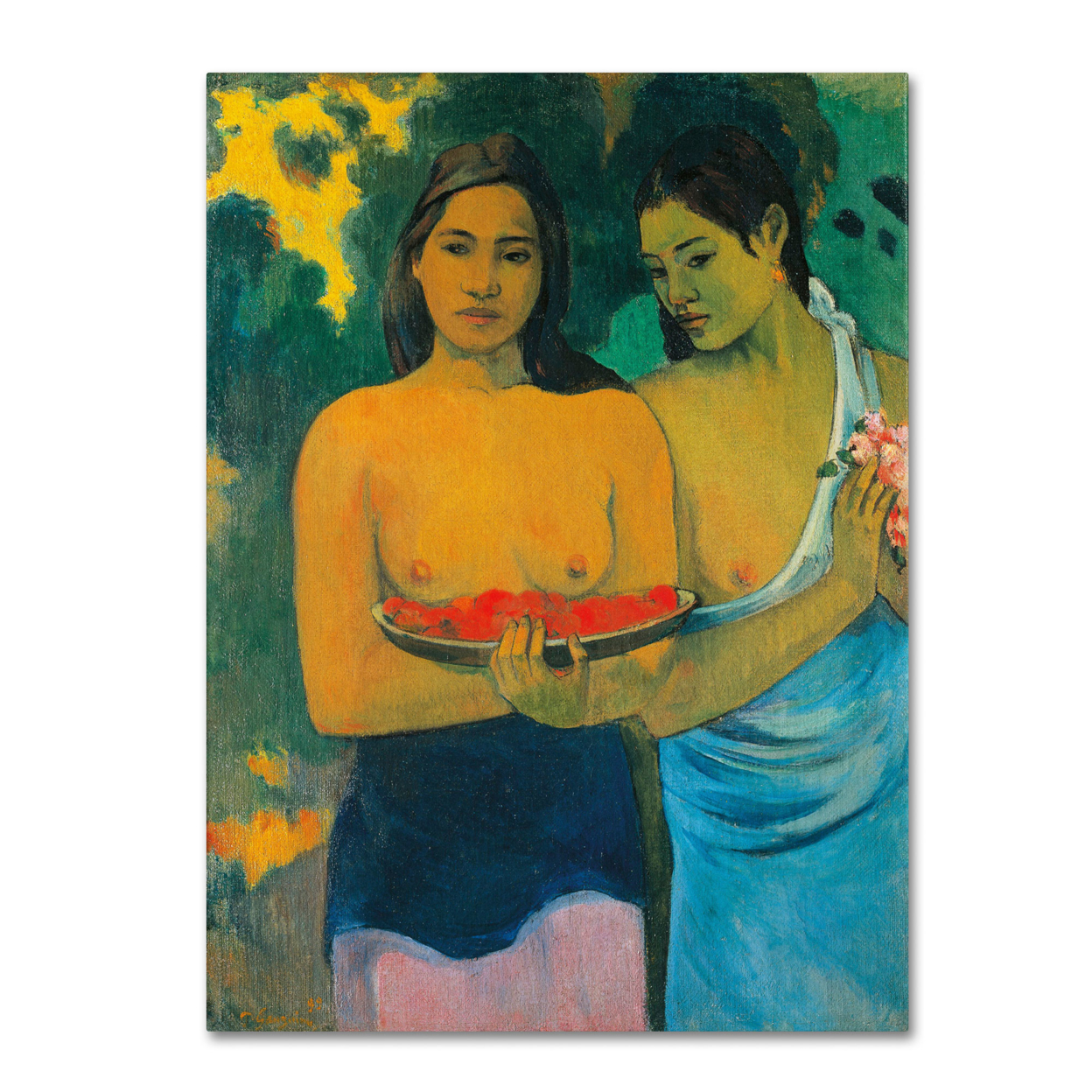 Paul Gauguin 'Two Tahitian Women 1899' Canvas Wall Art 35 X 47 Inches
