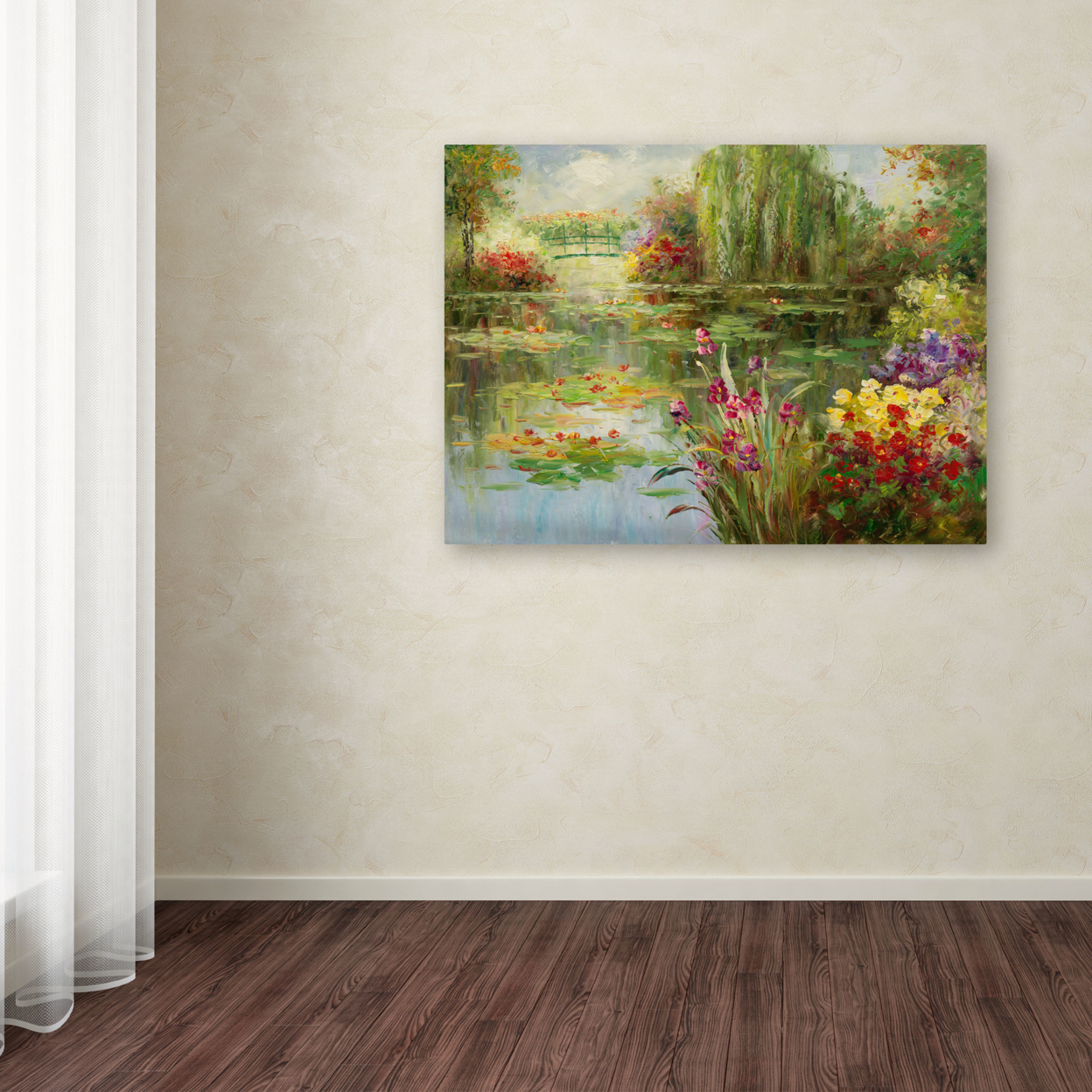 Victor Giton 'Water Lilies' Canvas Wall Art 35 X 47 Inches