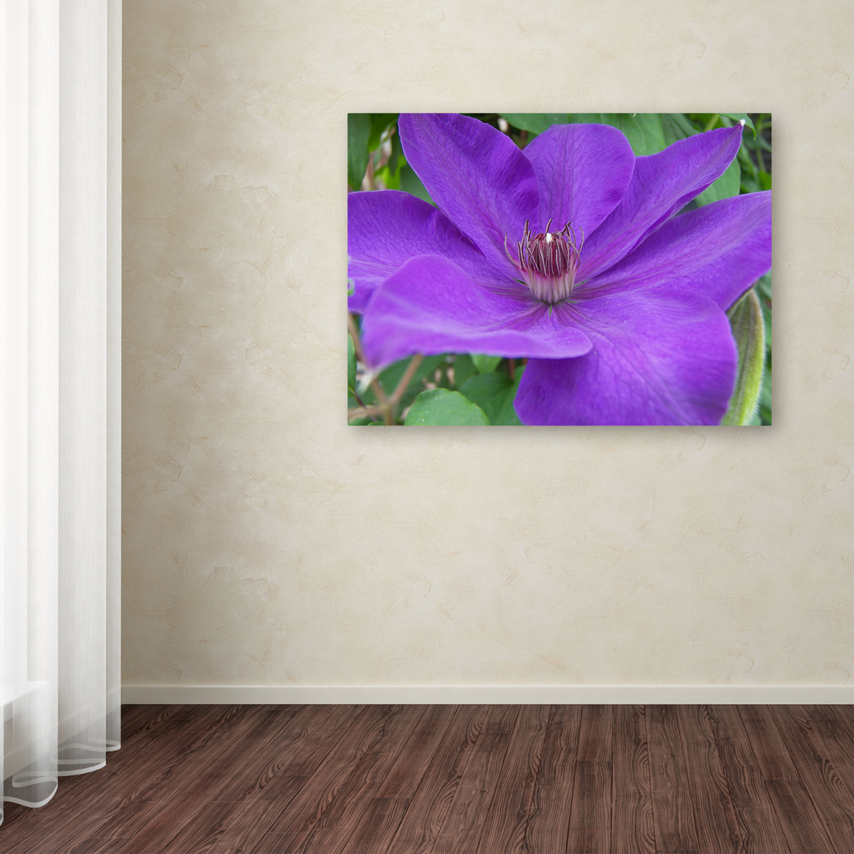Monica Fleet 'Purple Flower' Canvas Wall Art 35 X 47 Inches