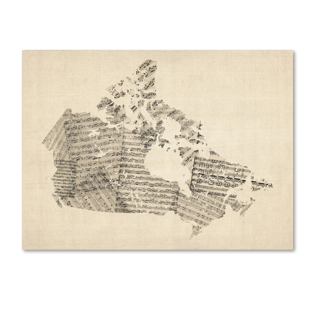 Michael Tompsett 'Old Sheet Music Map Of Canada' Canvas Wall Art 35 X 47 Inches