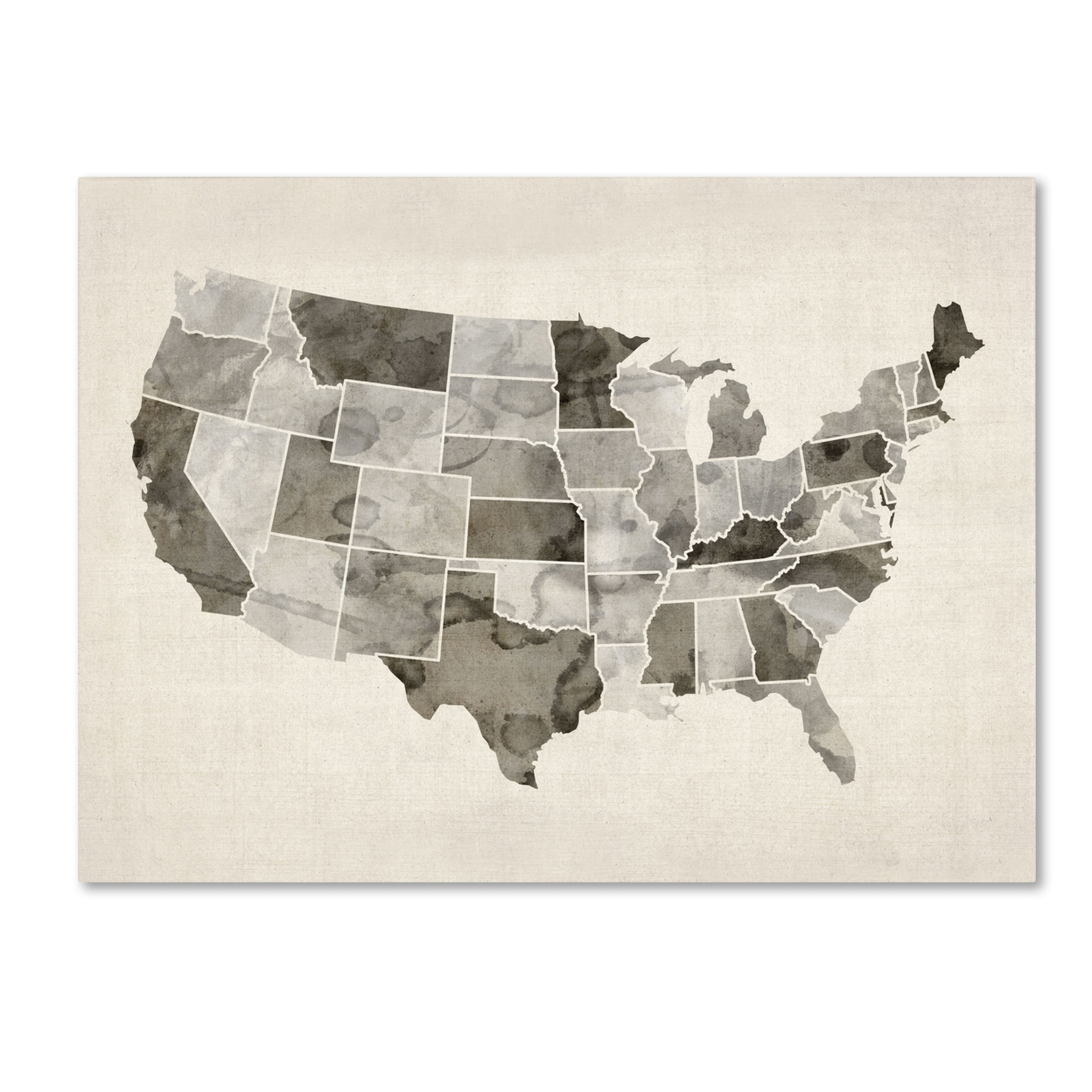 Michael Tompsett 'United States Watercolor Map' Canvas Wall Art 35 X 47 Inches