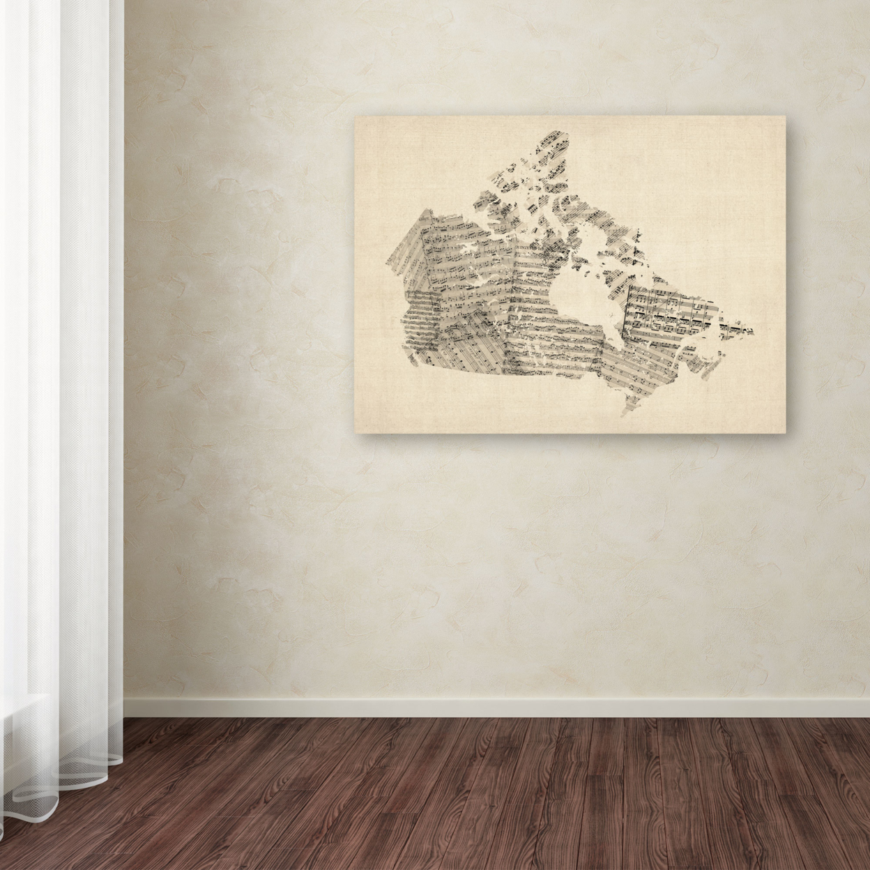 Michael Tompsett 'Old Sheet Music Map Of Canada' Canvas Wall Art 35 X 47 Inches