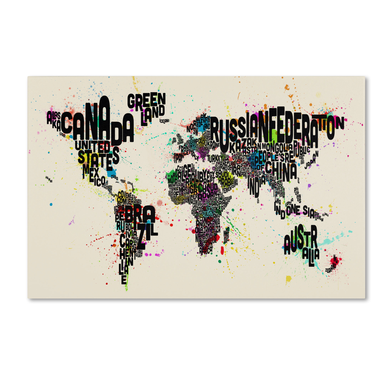 Michael Tompsett 'Text Map Of The World IV' Canvas Wall Art 35 X 47 Inches