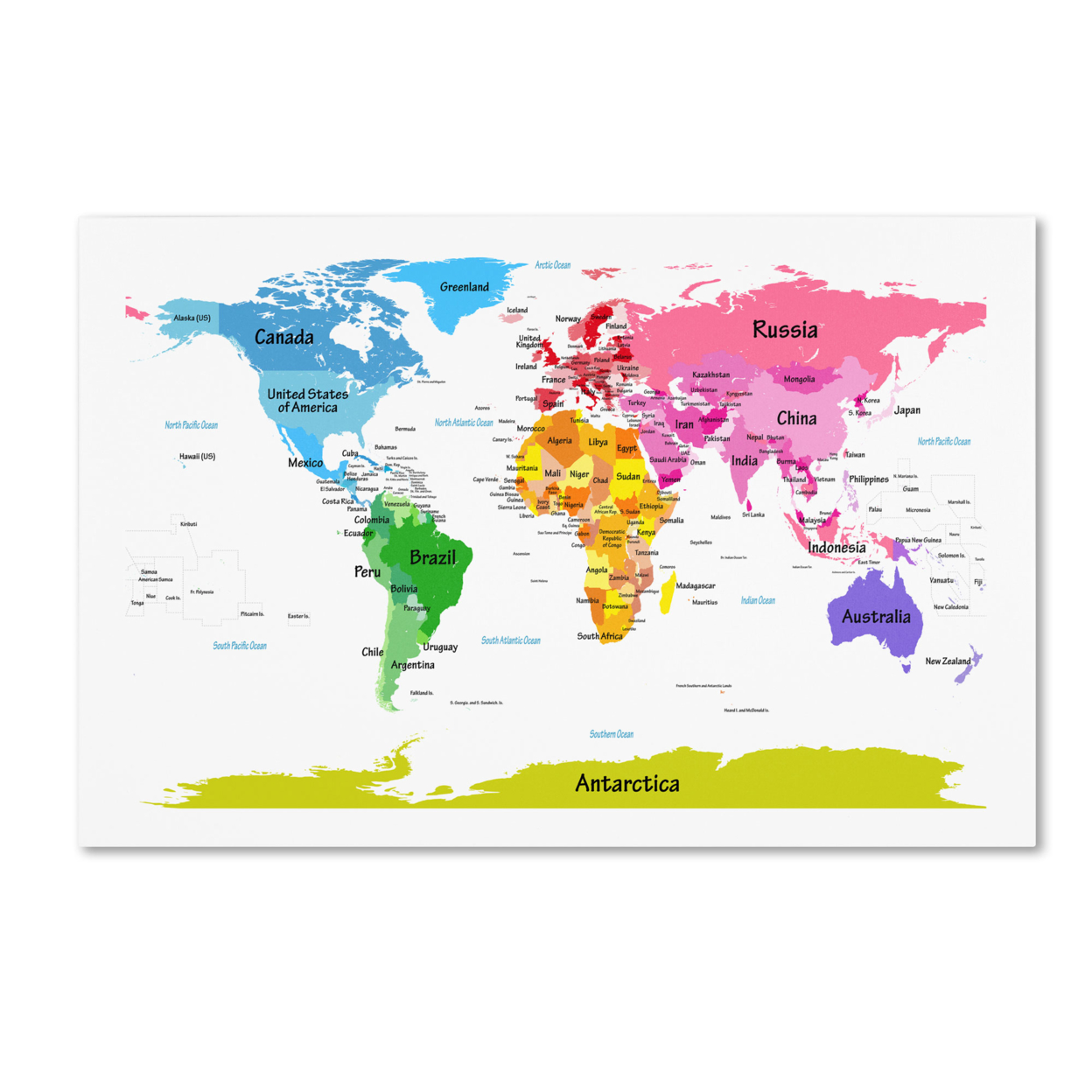 Michael Tompsett 'World Map For Kids II' Canvas Wall Art 35 X 47 Inches