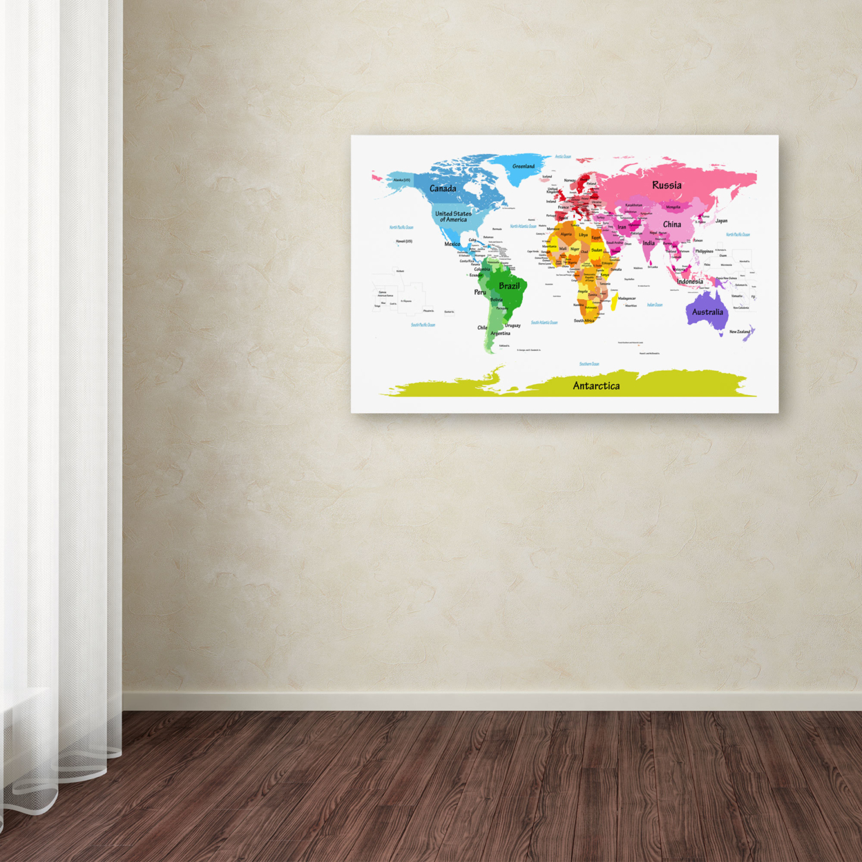 Michael Tompsett 'World Map For Kids II' Canvas Wall Art 35 X 47 Inches