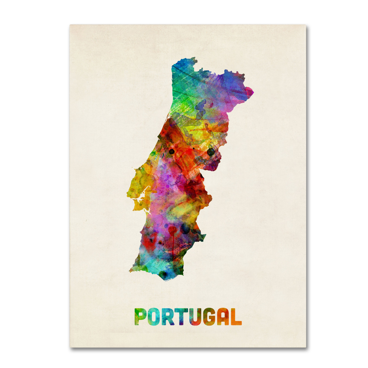 Michael Tompsett 'Portugal Watercolor Map' Canvas Wall Art 35 X 47 Inches
