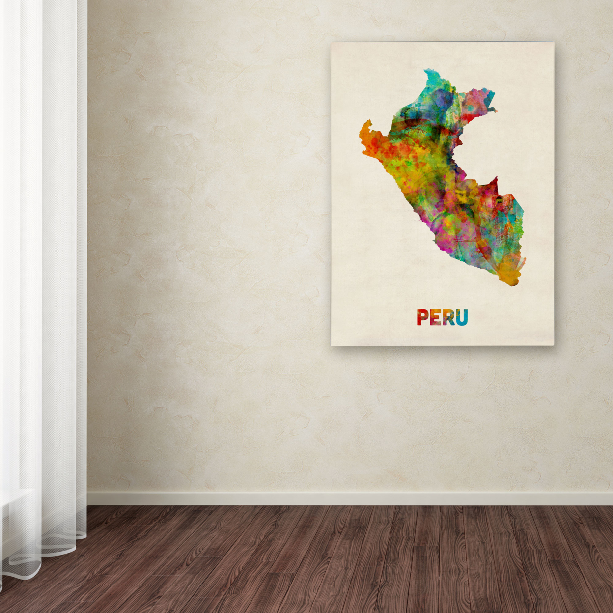 Michael Tompsett 'Peru Watercolor Map' Canvas Wall Art 35 X 47 Inches
