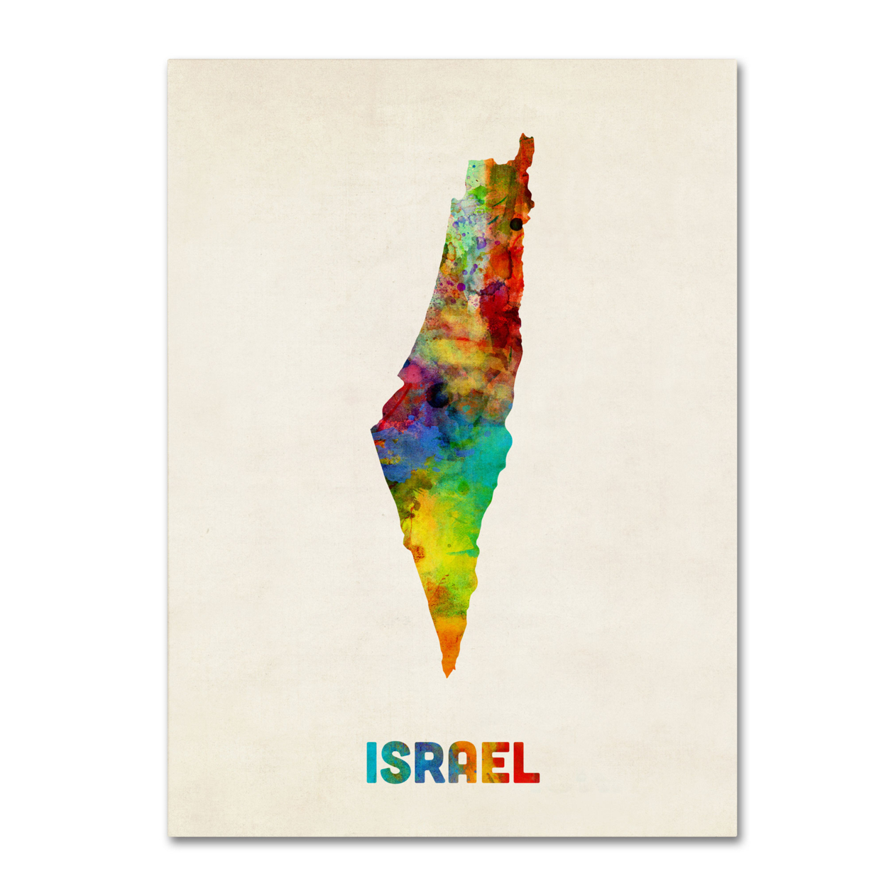 Michael Tompsett 'Israel Watercolor Map' Canvas Wall Art 35 X 47 Inches