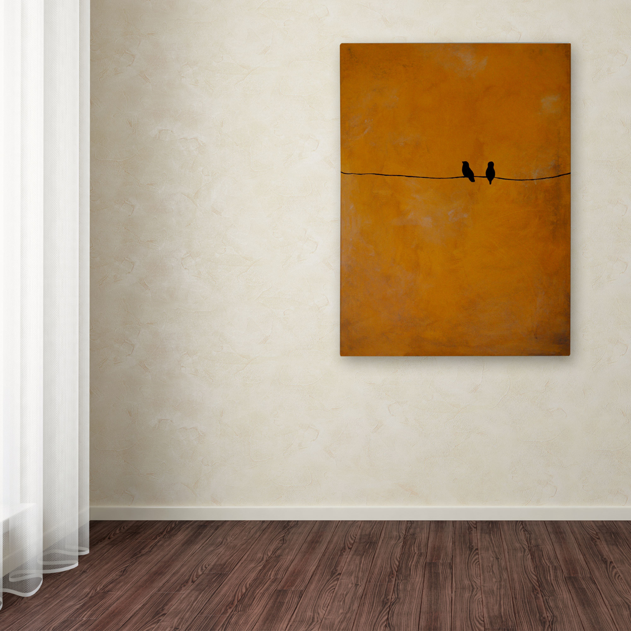 Nicole Dietz 'Bird Pair Yellow' Canvas Wall Art 35 X 47 Inches