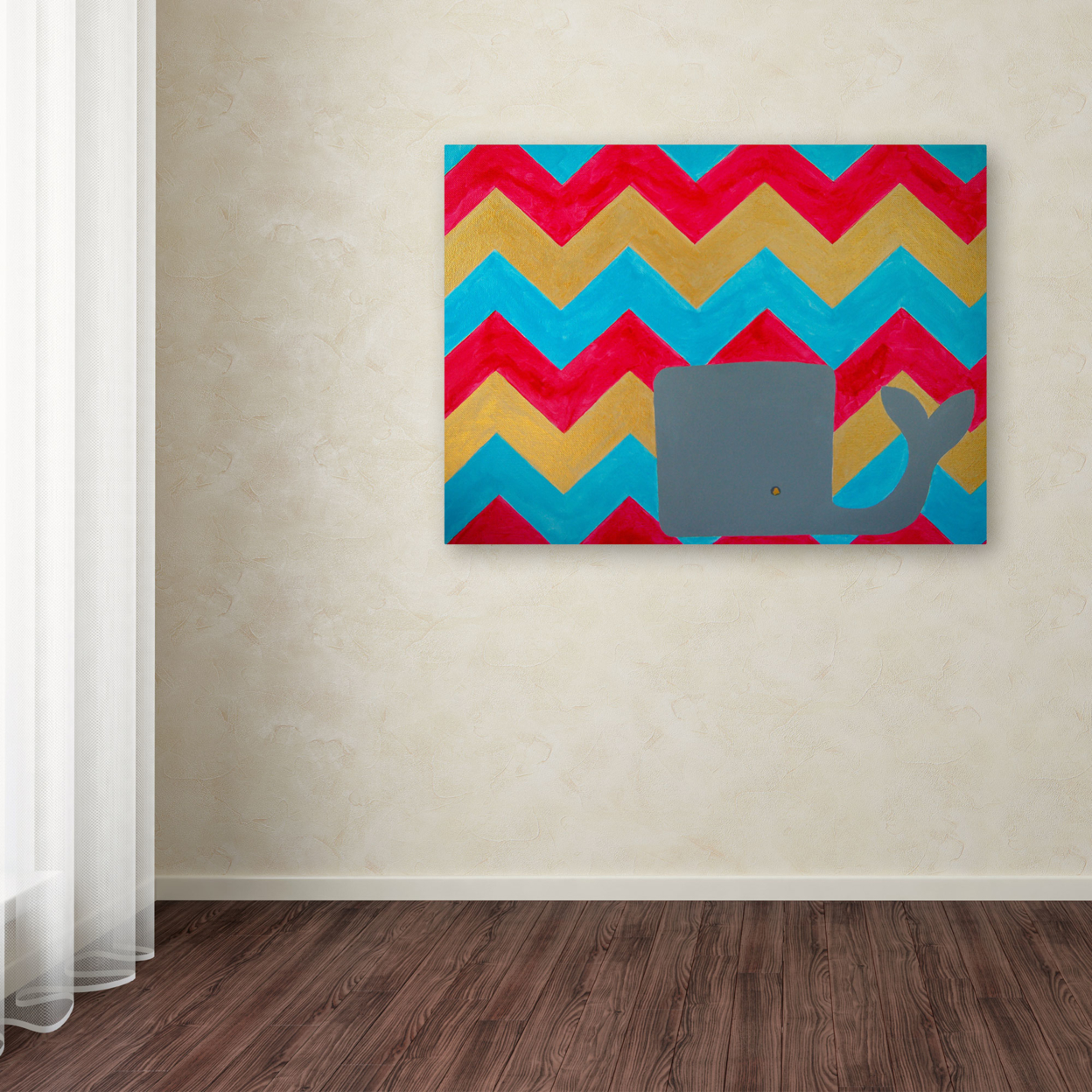 Nicole Dietz 'Pink And Gold Whale Chevron' Canvas Wall Art 35 X 47 Inches