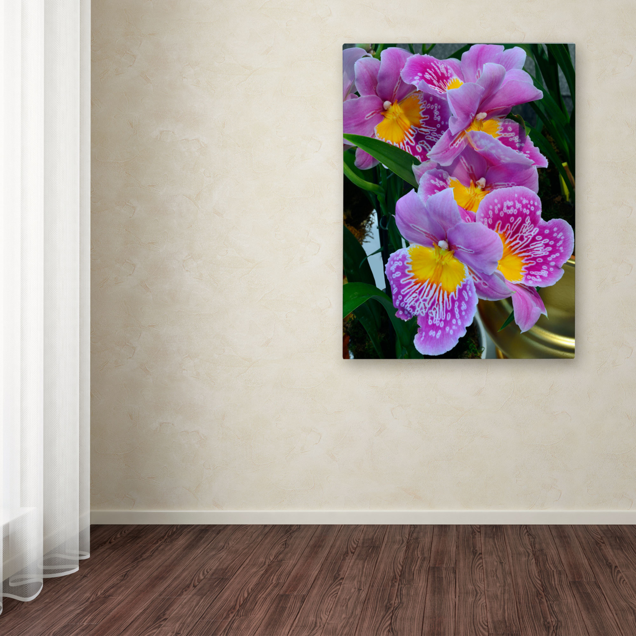 Kurt Shaffer 'Happy Orchids' Canvas Wall Art 35 X 47 Inches
