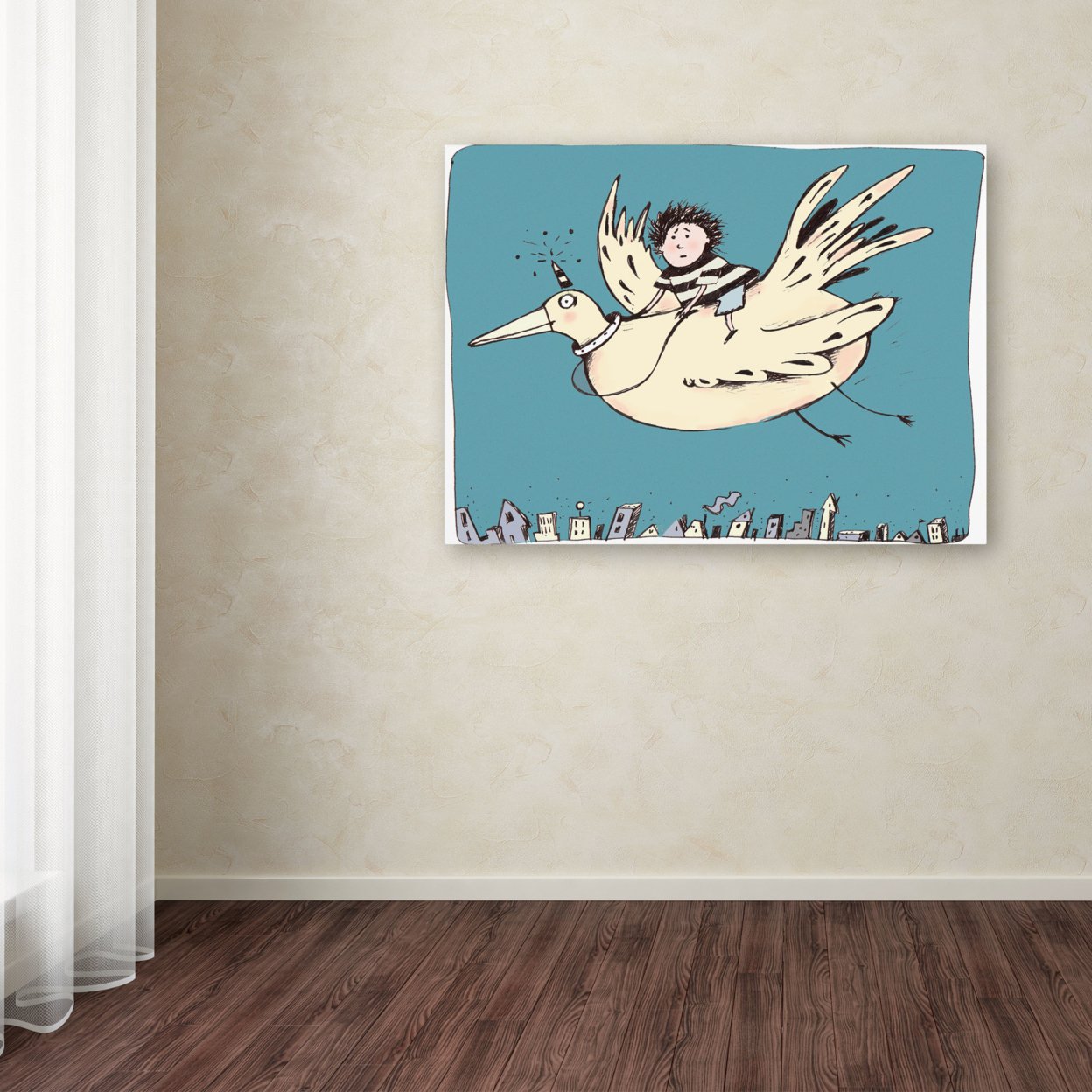 Carla Martell 'Boy On Bird' Canvas Wall Art 35 X 47 Inches