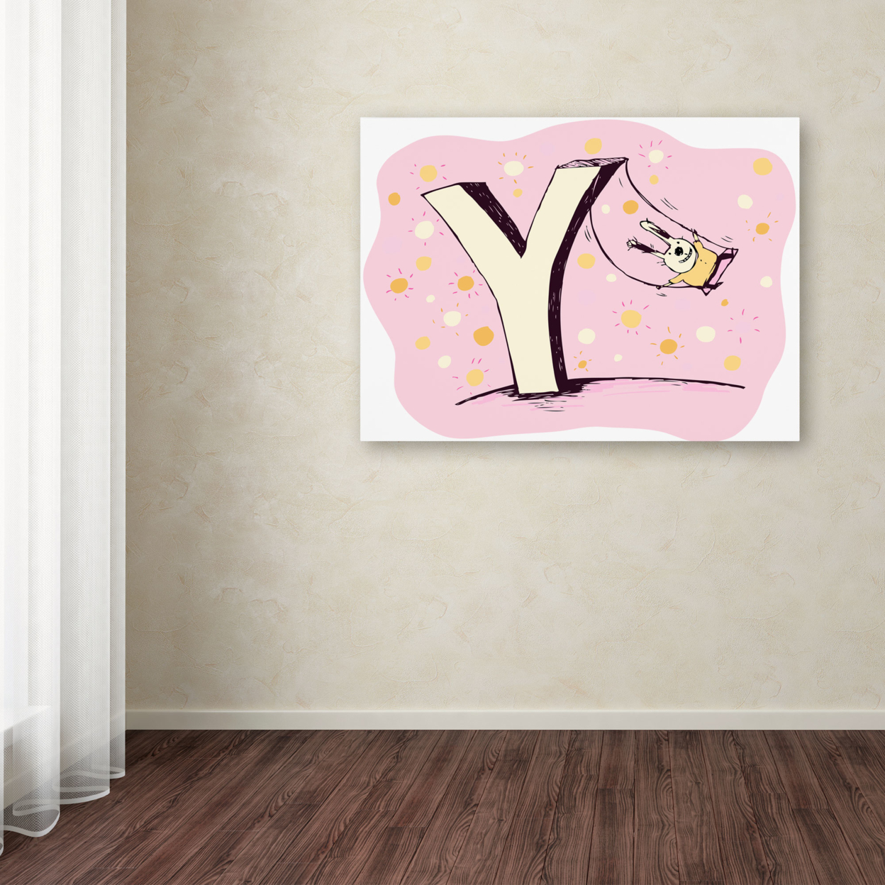 Carla Martell 'Bunny On Swing' Canvas Wall Art 35 X 47 Inches
