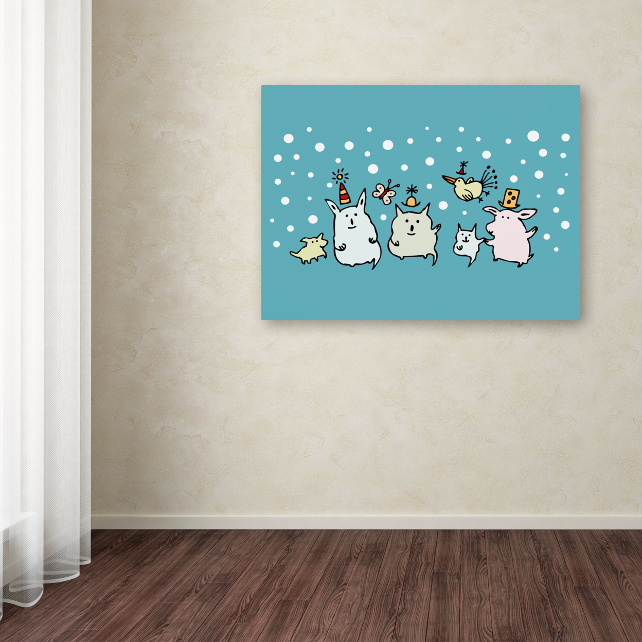 Carla Martell 'Christmas Creatures In Blue' Canvas Wall Art 35 X 47 Inches