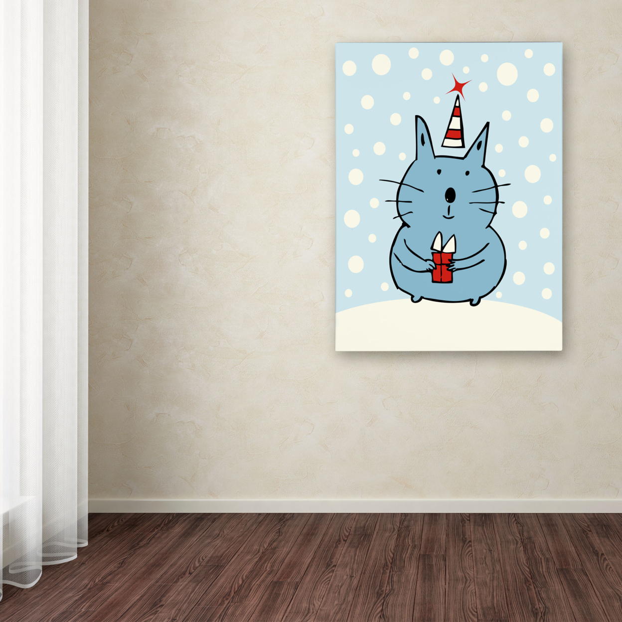 Carla Martell 'Christmas Snow Cat' Canvas Wall Art 35 X 47 Inches