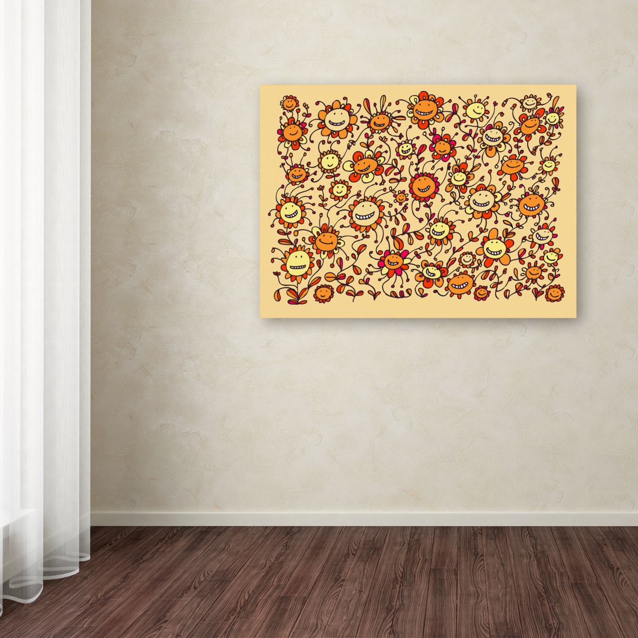 Carla Martell 'Smiling Sunflowers' Canvas Wall Art 35 X 47 Inches