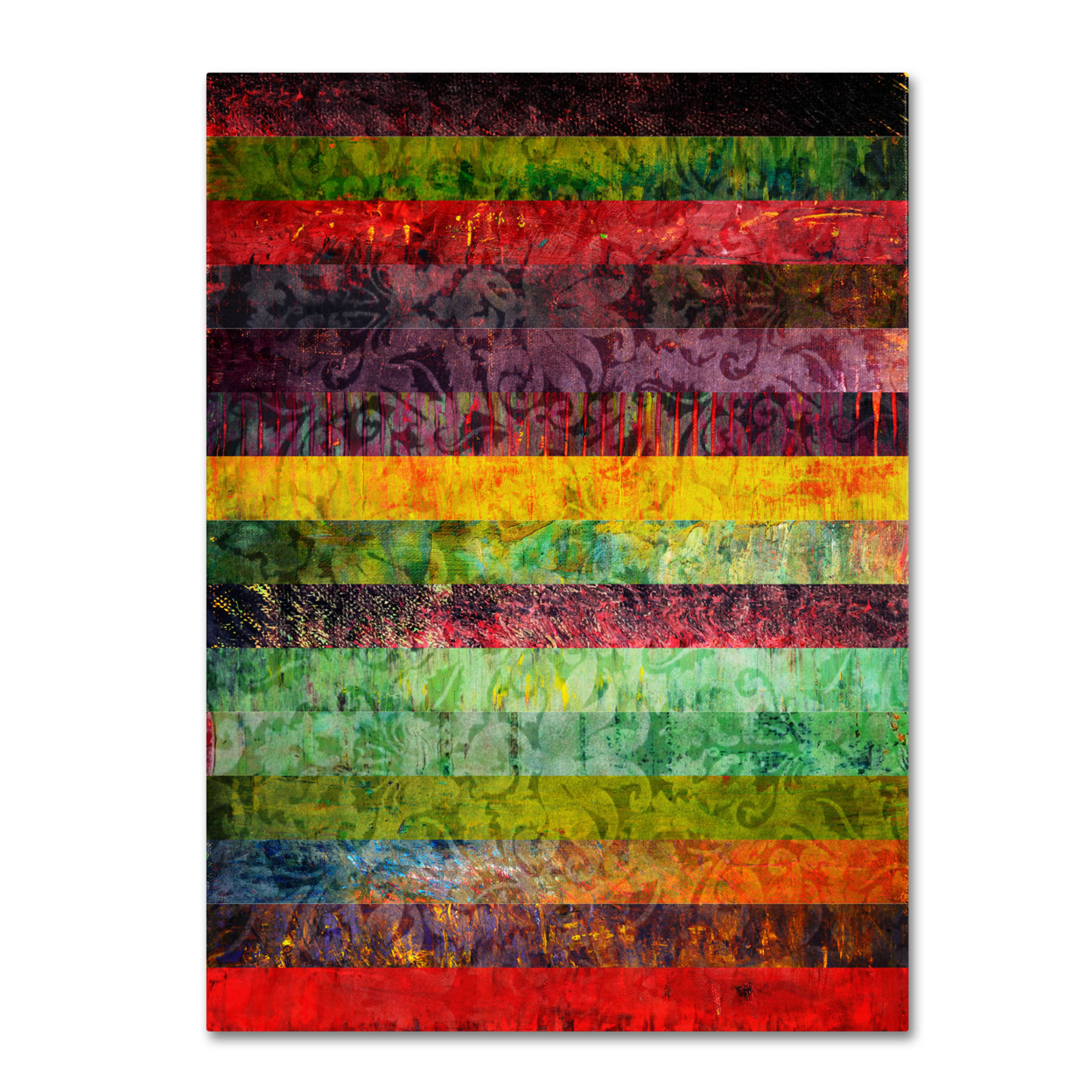 Michelle Calkins 'Brocade And Fifteen Stripes 2' Canvas Wall Art 35 X 47 Inches