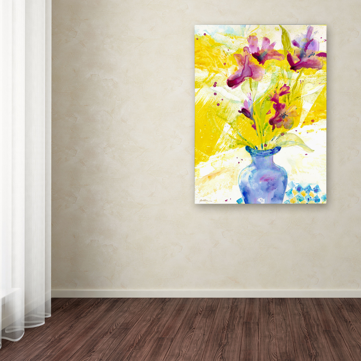 Sheila Golden 'Purple Blooms In Sunlight' Canvas Wall Art 35 X 47 Inches