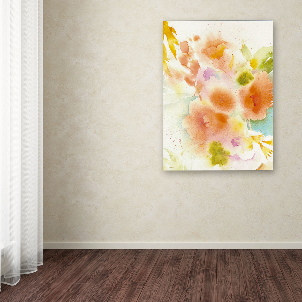 Sheila Golden 'Orange Reflection' Canvas Wall Art 35 X 47 Inches