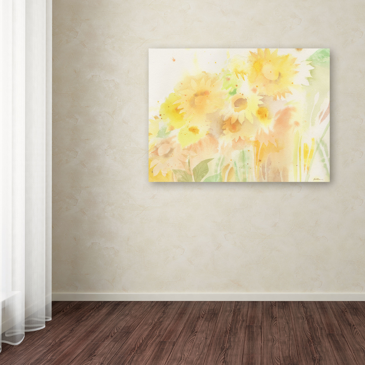 Sheila Golden 'Amid Sunflowers' Canvas Wall Art 35 X 47 Inches
