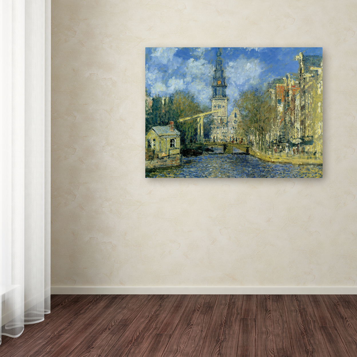Claude Monet 'The Zuiderkerk At Amsterdam' Canvas Wall Art 35 X 47 Inches