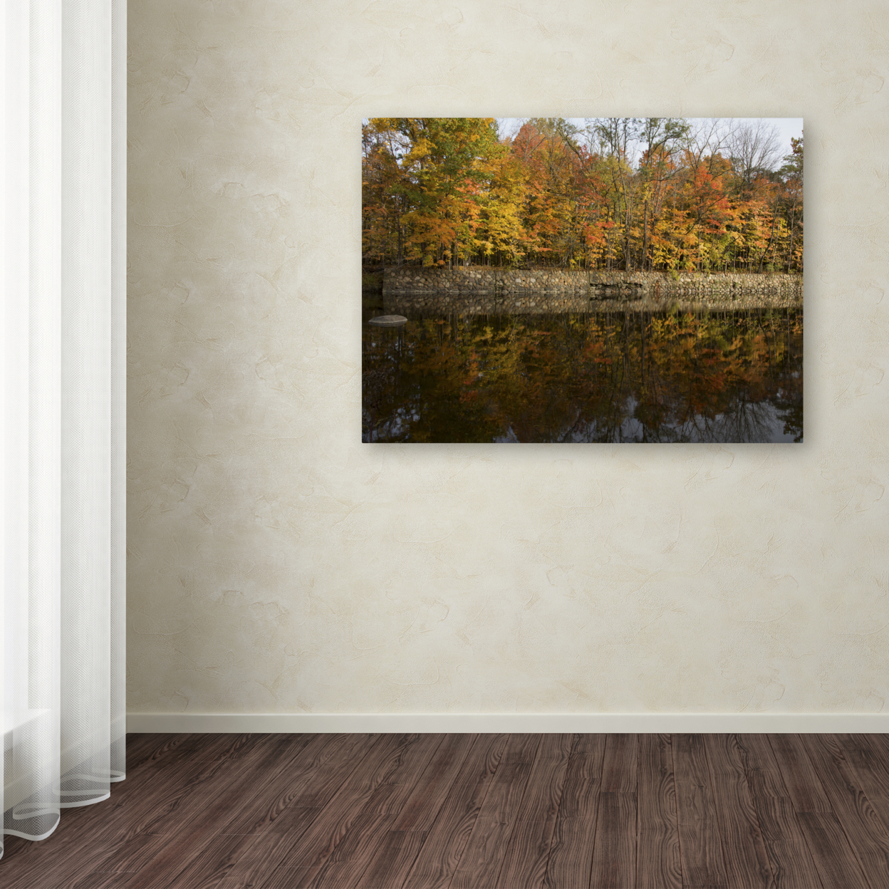 Kurt Shaffer 'Autumn Along The Rocky River' Canvas Wall Art 35 X 47 Inches
