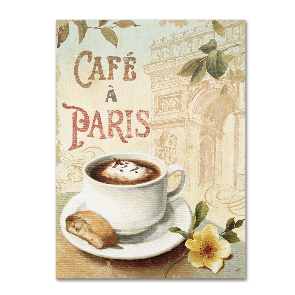 Lisa Audit 'Cafe In Europe I' Canvas Wall Art 35 X 47 Inches