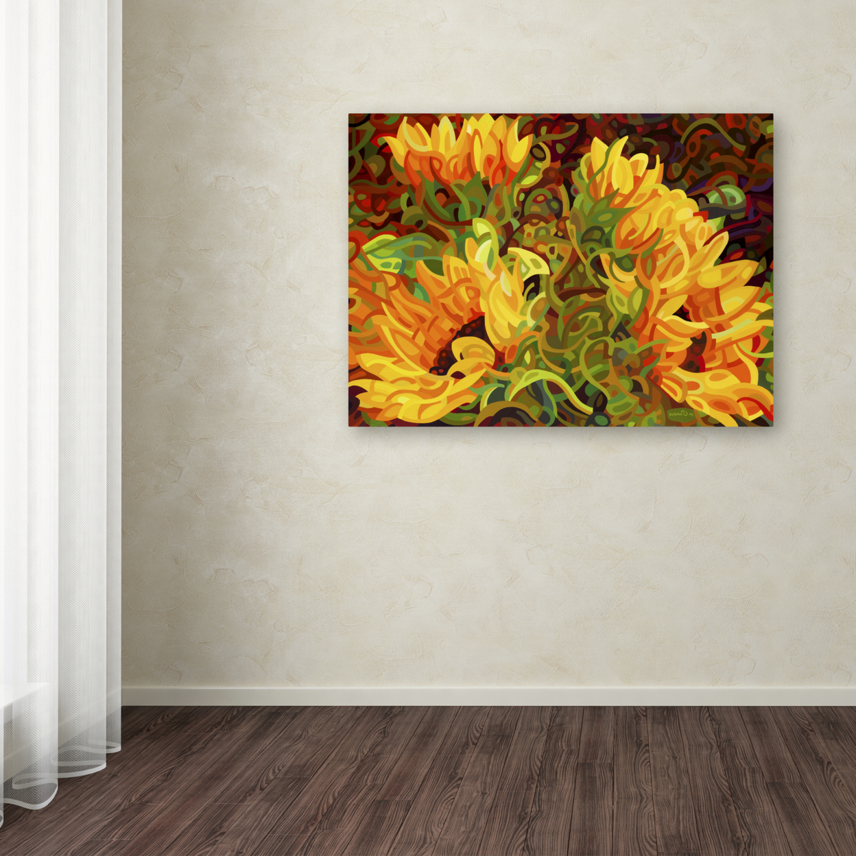 Mandy Budan 'Four Sunflowers' Canvas Wall Art 35 X 47 Inches