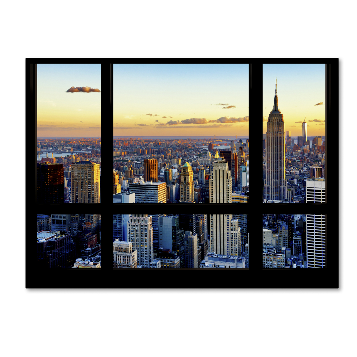 Philippe Hugonnard 'Window View NYC Sunset 2' Canvas Wall Art 35 X 47 Inches