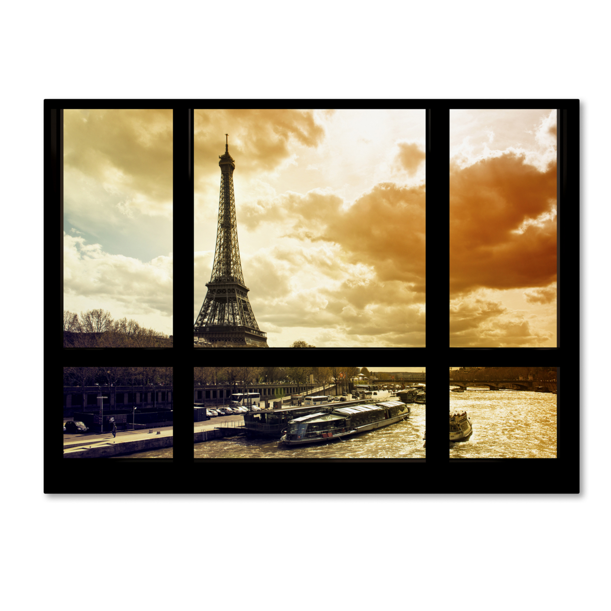Philippe Hugonnard 'Window View Paris At Sunset 2' Canvas Wall Art 35 X 47 Inches