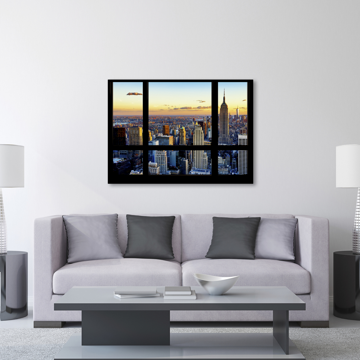 Philippe Hugonnard 'Window View NYC Sunset 2' Canvas Wall Art 35 X 47 Inches