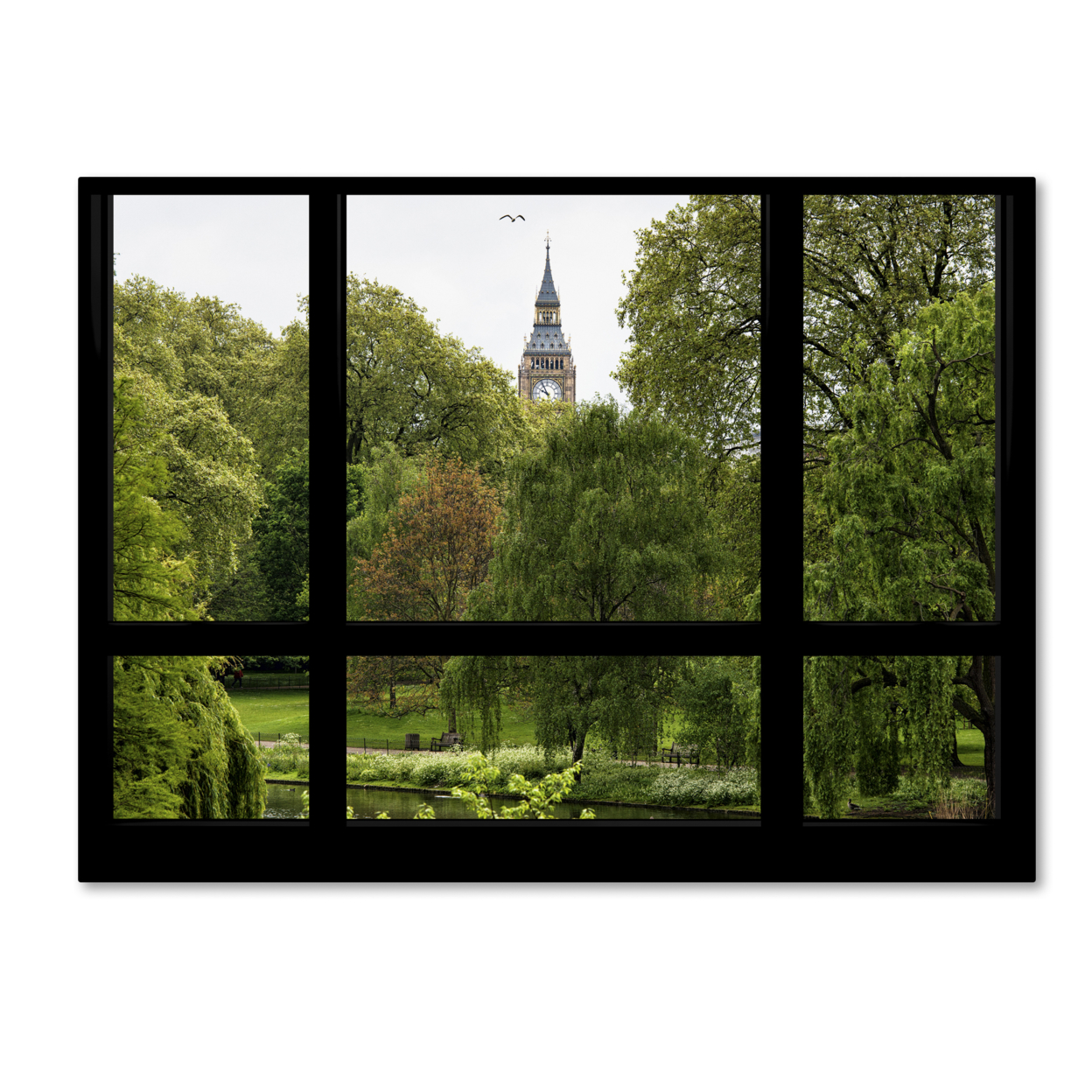 Philippe Hugonnard 'Window View St James's Park 1' Canvas Wall Art 35 X 47 Inches