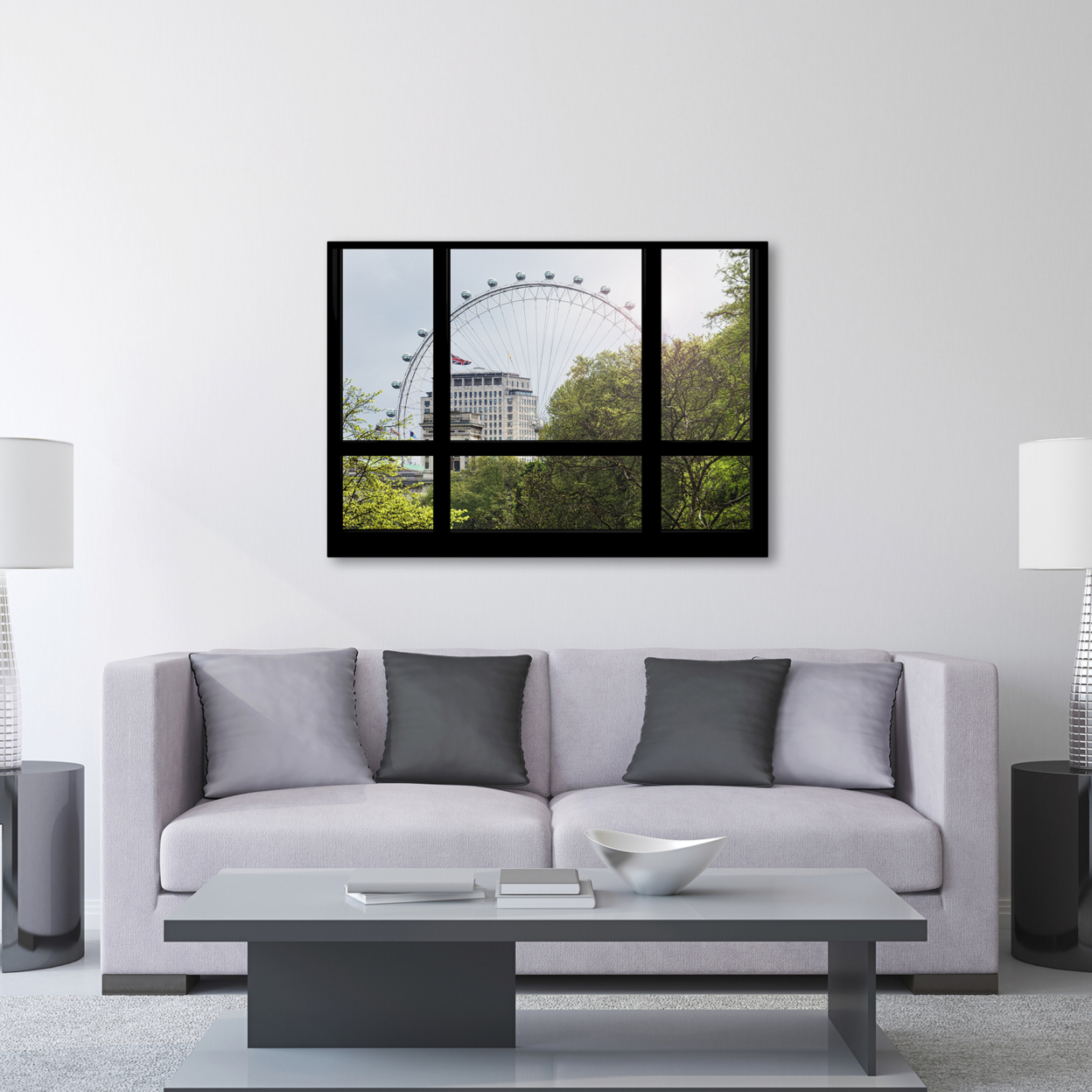 Philippe Hugonnard 'Window View The London Eye 1' Canvas Wall Art 35 X 47 Inches