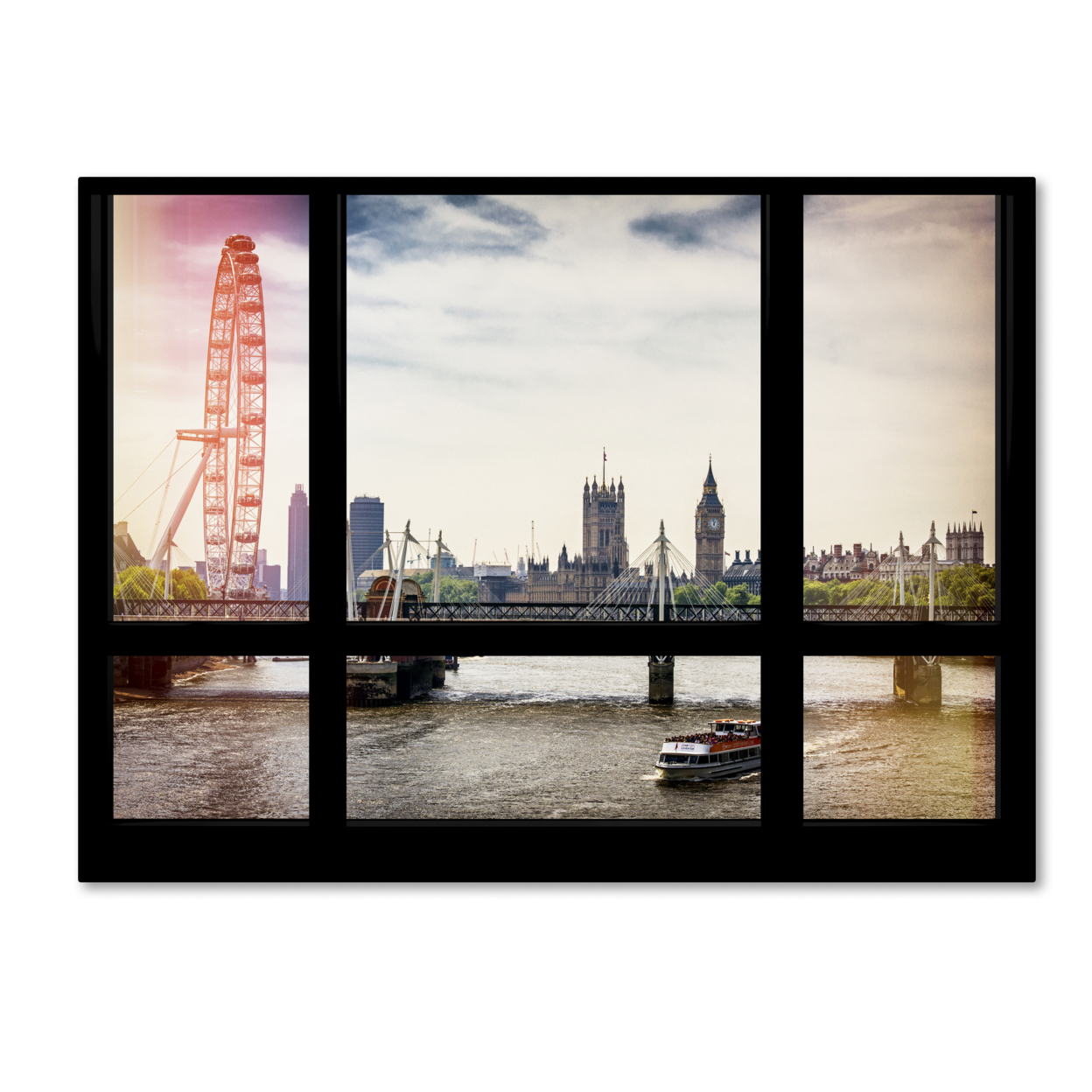 Philippe Hugonnard 'Window View River Thames 2' Canvas Wall Art 35 X 47 Inches
