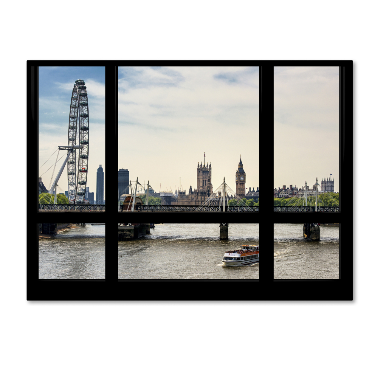 Philippe Hugonnard 'Window View River Thames 4' Canvas Wall Art 35 X 47 Inches
