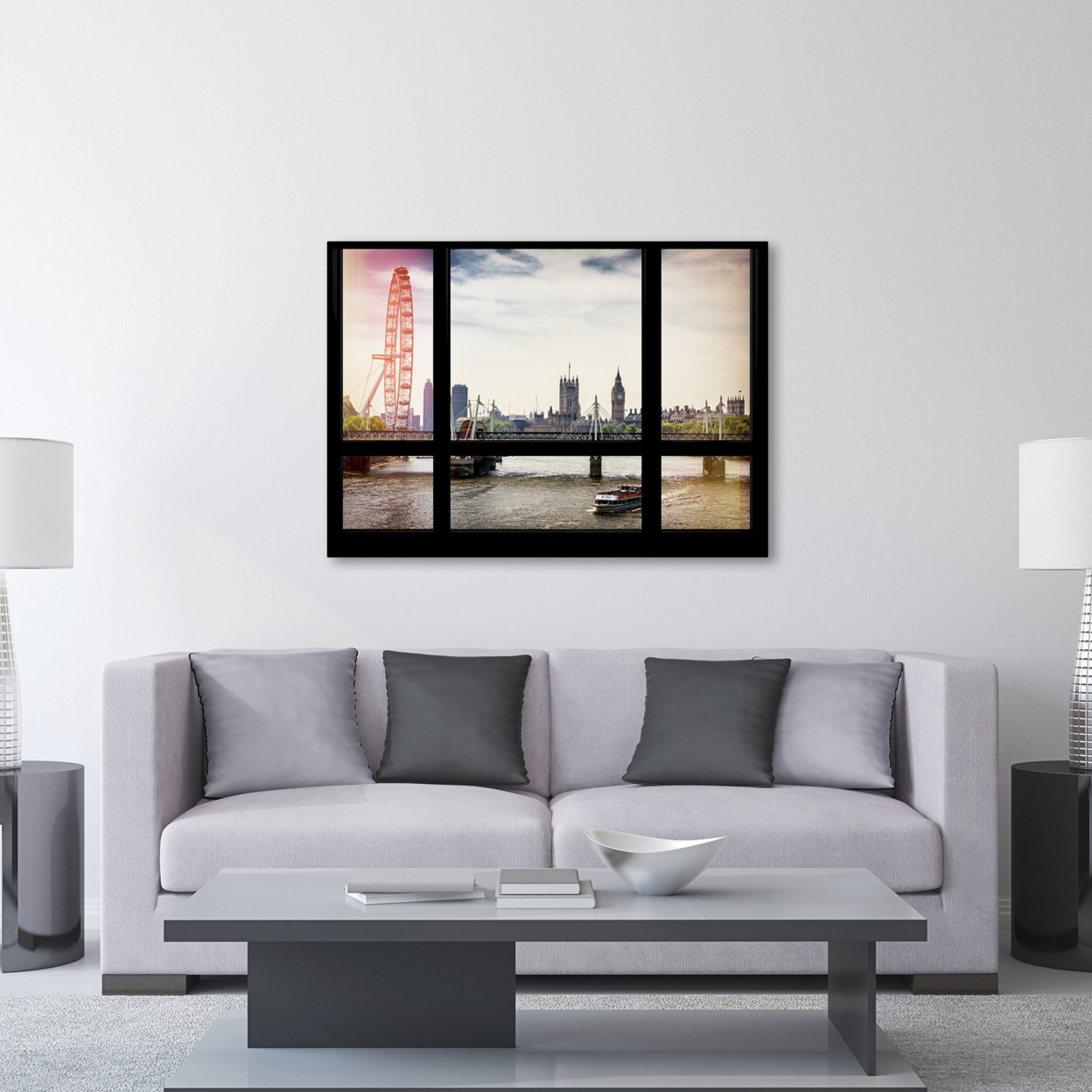 Philippe Hugonnard 'Window View River Thames 2' Canvas Wall Art 35 X 47 Inches
