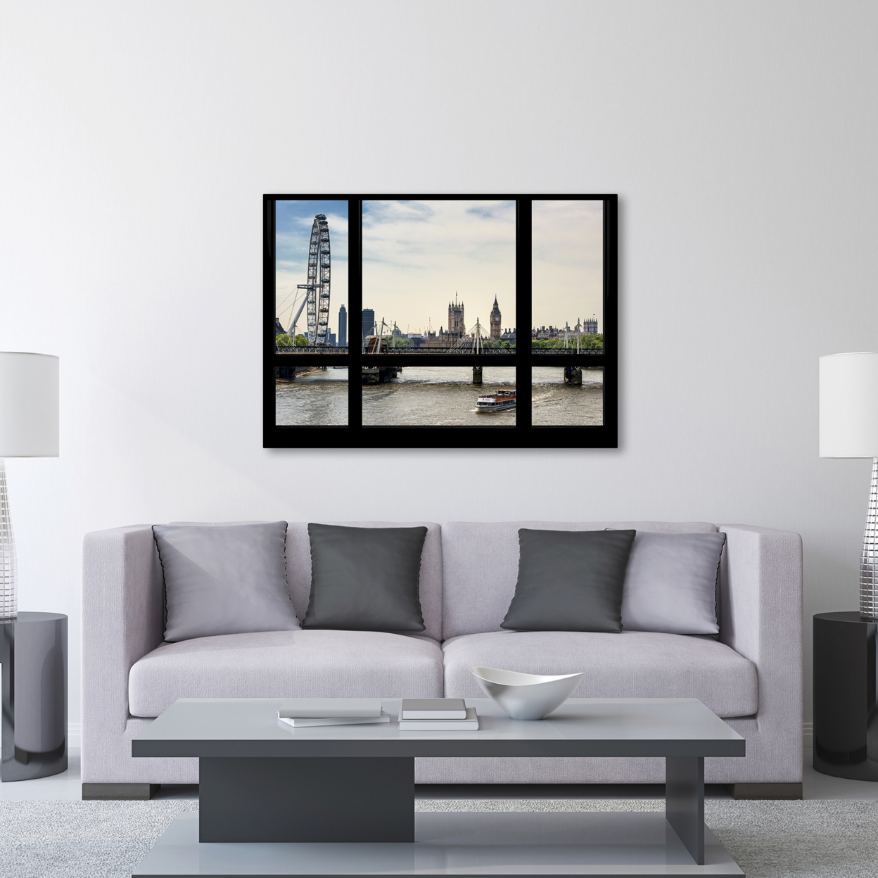 Philippe Hugonnard 'Window View River Thames 4' Canvas Wall Art 35 X 47 Inches
